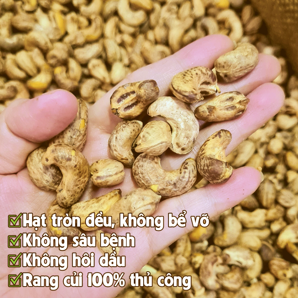 [Mua 10 túi tặng 1 hũ hạt điều tỏi ớt 115g] 100g Túi Giấy Hạt điều Rang Củi Hải Bình Gia Lai - hương vị đặc trưng