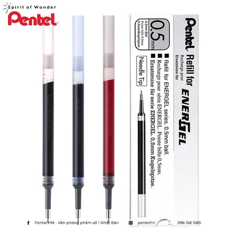 Ảnh Hộp 12 Ruột Bút Ngòi 0.5mm Pentel Energel LRN5 | Mực An Toàn Cho Sức Khỏe | Nhanh Khô 1/3 Giây 3