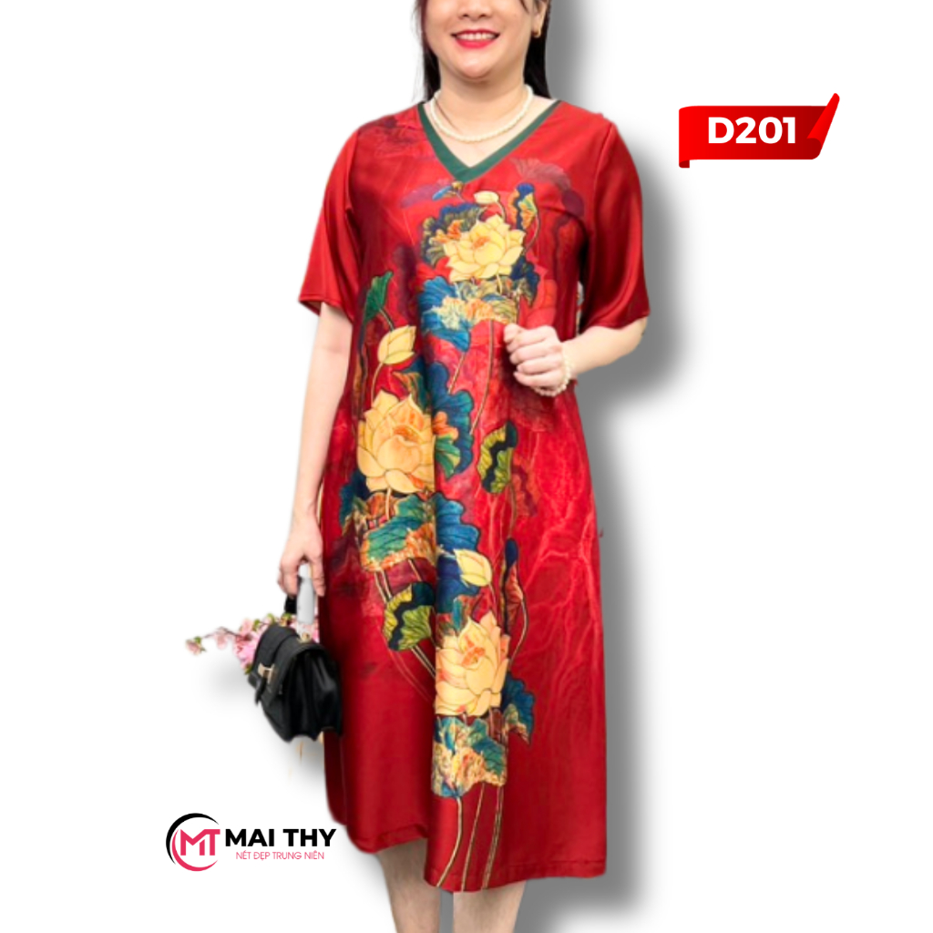Ảnh Đầm Trung Niên MAI THY, BST Váy Suông Đi Tiệc Cho Mẹ Ngắn Tay Chất Lụa Cao Cấp | Thời Trang Nữ U50 2