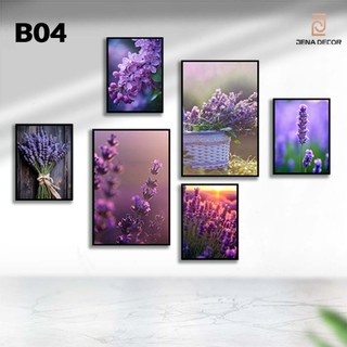 Bộ 6 tranh treo tường Hoa Oải Hương B04
