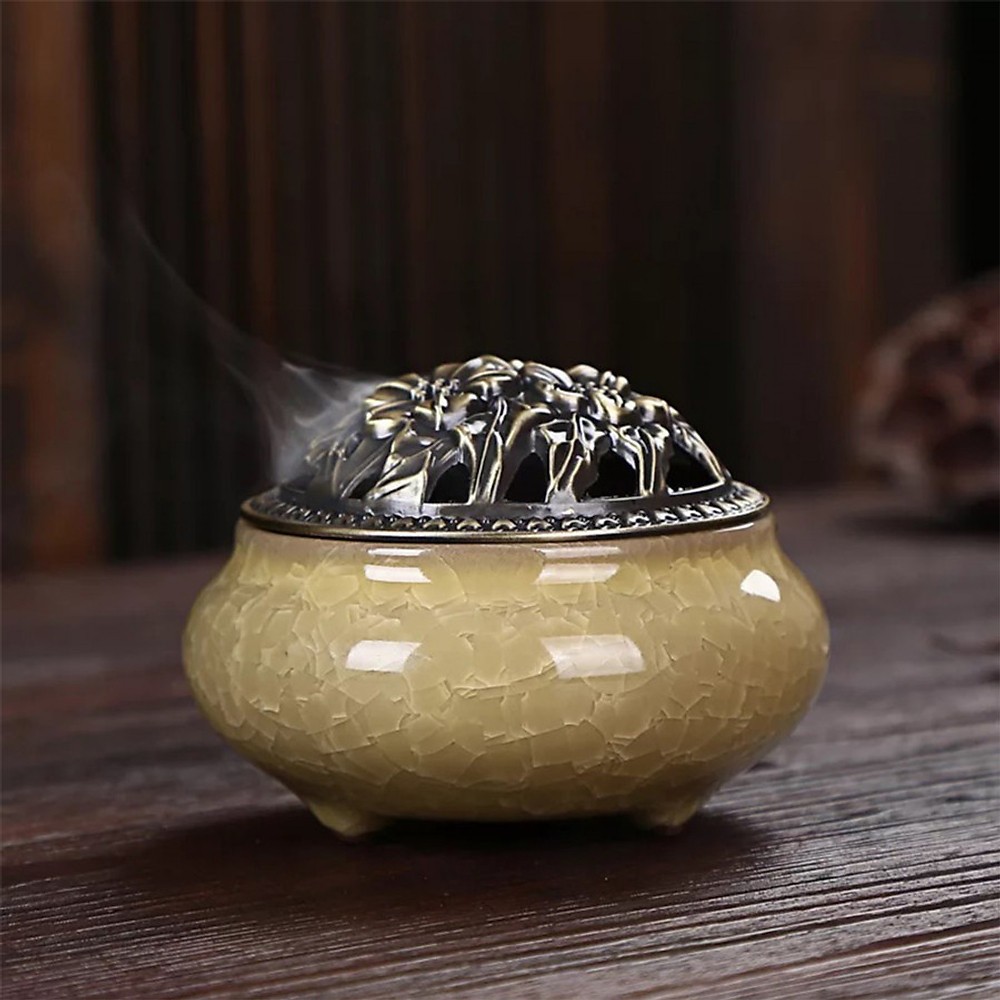 Ảnh Lư xông trầm hương, nhang nụ, lư đốt trầm hương cao cấp gốm sứ 1
