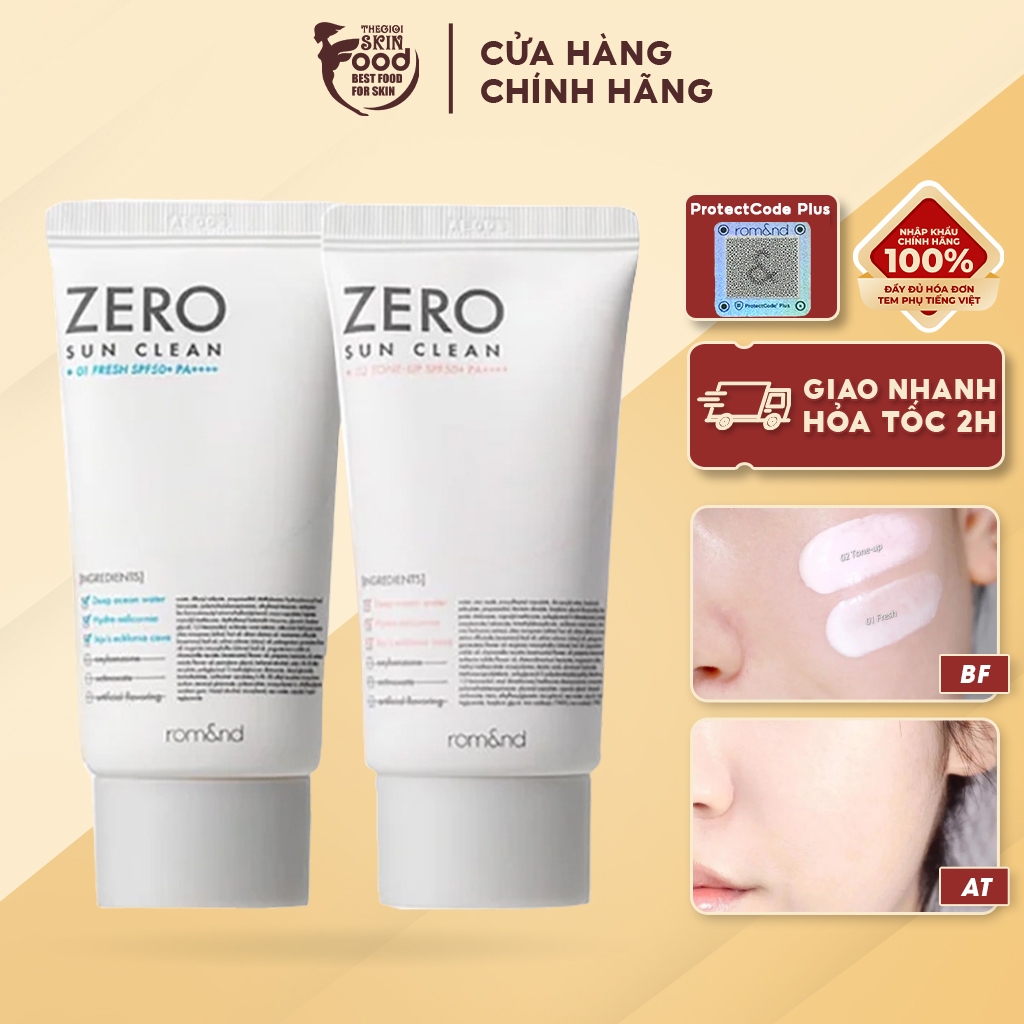 Kem Chống Nắng, Bảo Vệ Da Hiệu Quả Romand Zero Sun Clean SPF50+/PA ...