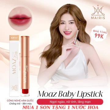[Tặng Nước Hoa Mini] Son Kem Lì Moaz Baby Màu Hồng Đỏ - Không Chì, Công Nghệ Hàn Quốc