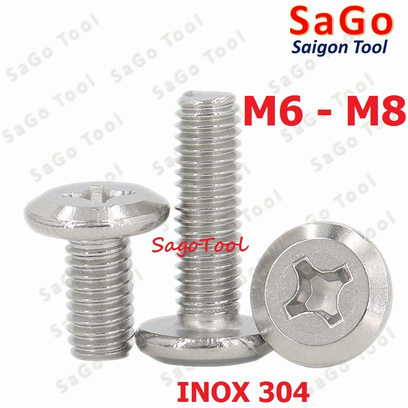 Ốc vít inox 304 đầu pake dẹp mỏng vát 3ly 4ly 5ly 6 ly (10 con ...