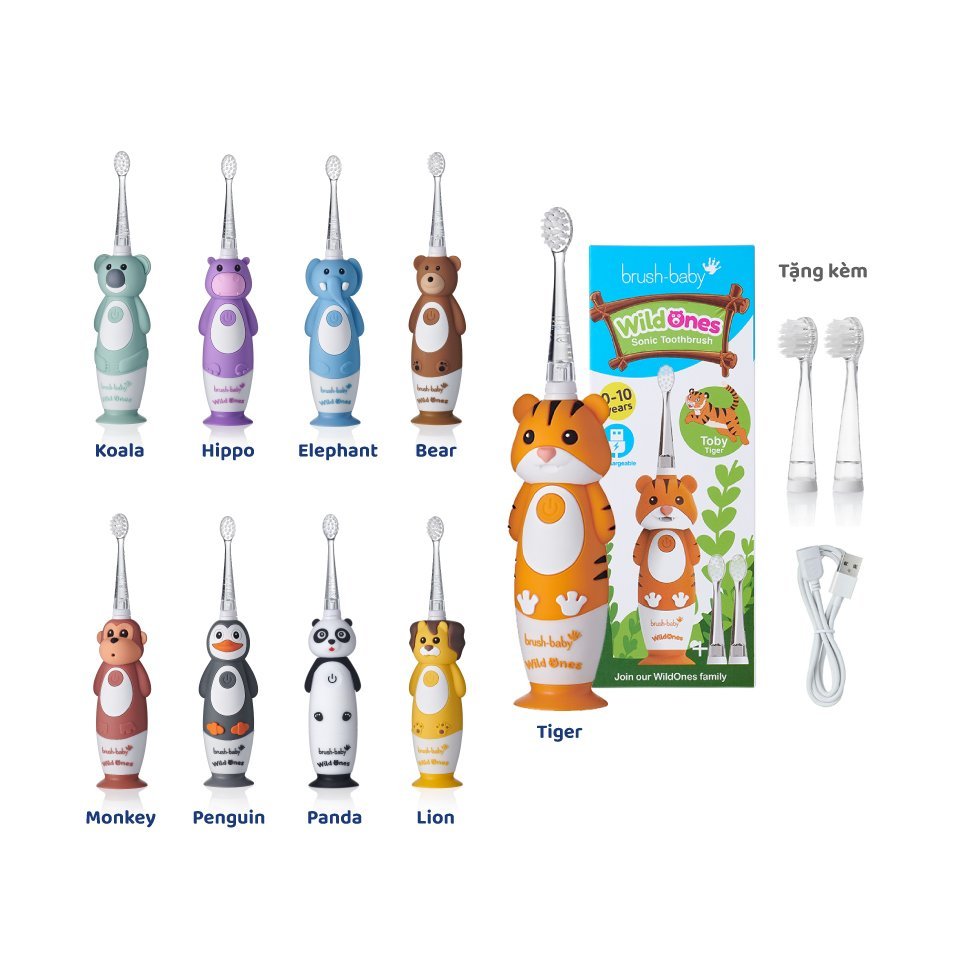 Ảnh Brush-Baby Bàn chải điện sóng âm nhiều loại cho bé - WildOnes/KidzSonic/GoKidz/BabySonic 1
