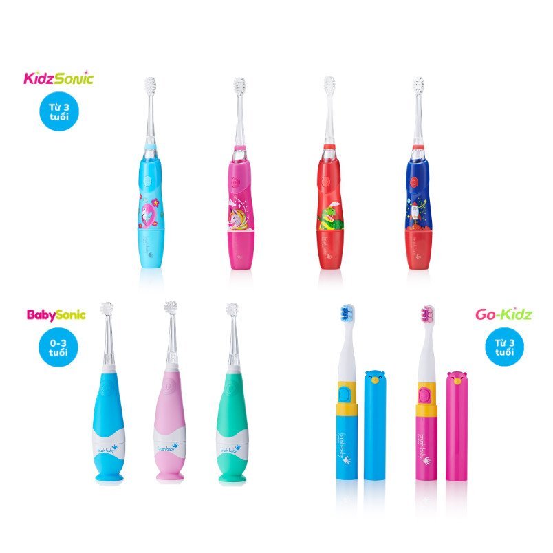 Ảnh Brush-Baby Bàn chải điện sóng âm nhiều loại cho bé - WildOnes/KidzSonic/GoKidz/BabySonic 2