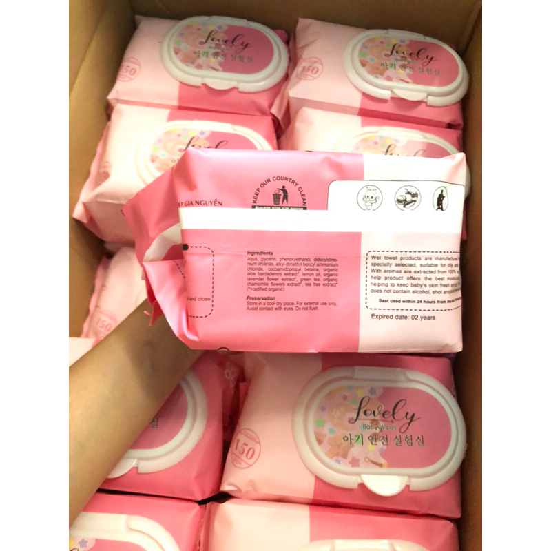 COMBO 5 gói KHĂN ƯỚT KHÔNG MÙI LOVELY 650g (150 TỜ)- AN TOÀN CHO TRẺ