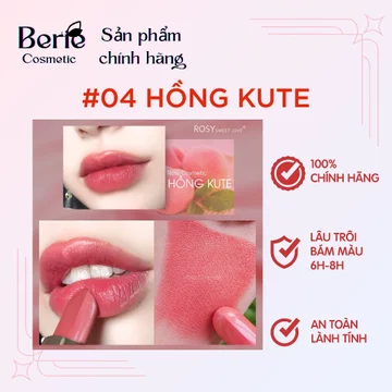 [TẶNG CỌ TÁN SON] Son sáp lâu trôi Rosy, son màu hồng kute lâu trôi, không khô môi, hàng chính hãng