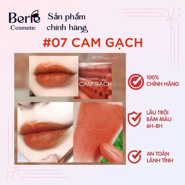 [TẶNG CỌ TÁN SON] Son Sáp Lì Rosy Màu Cam Gạch Lâu Trôi Không Khô Môi An Toàn Cho Bà Bầu