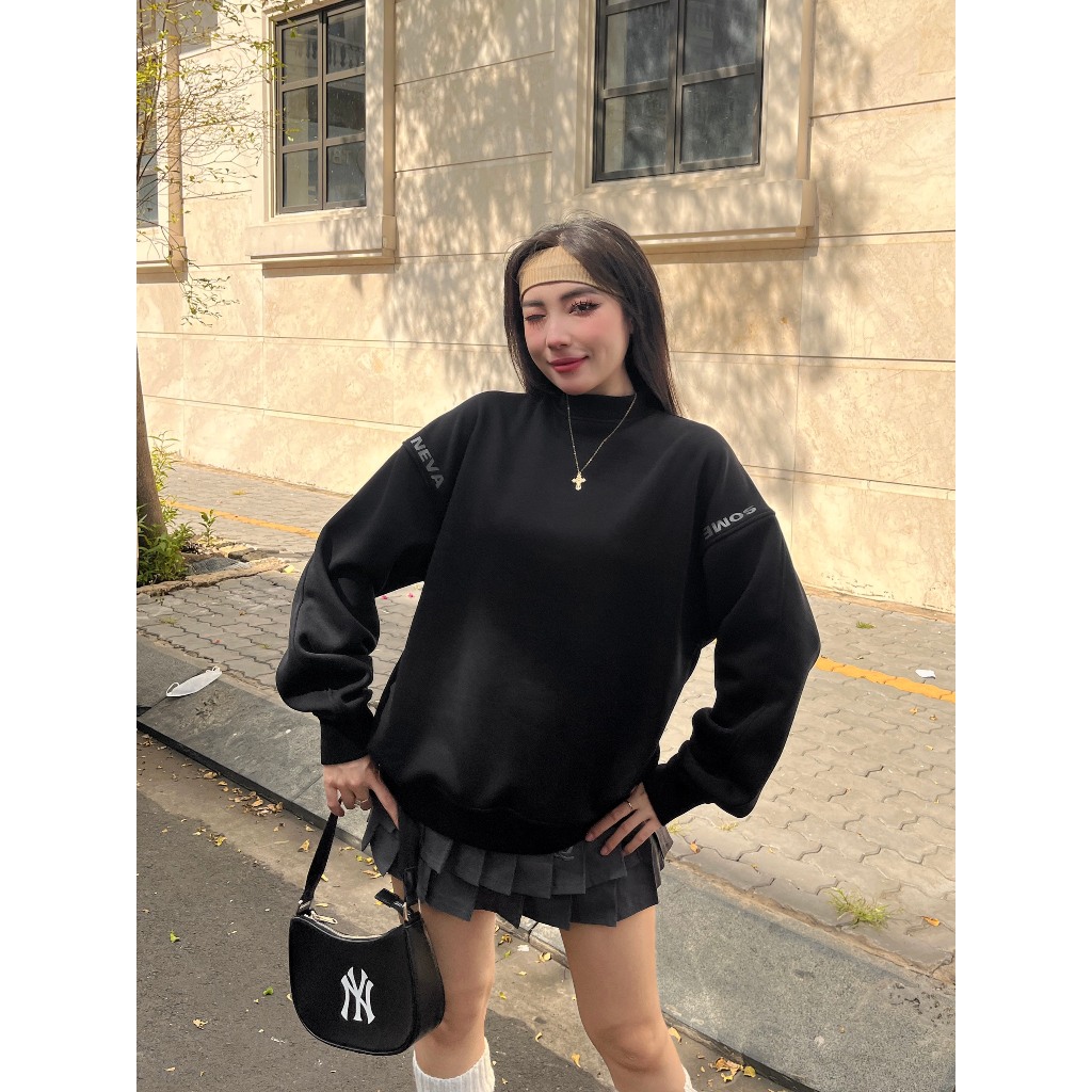 [Xả Hàng] Áo Sweater Oversize Local Brand NEVASOME Basic Cotton Lót Lông Cừu 420gsm Nam Nữ