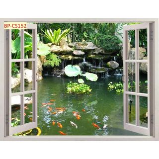 Tranh dán tường 3D khung cửa sổ sang trọng, lịch sự mẫu mã đẹp mắt, phù hợp nhiều không gian