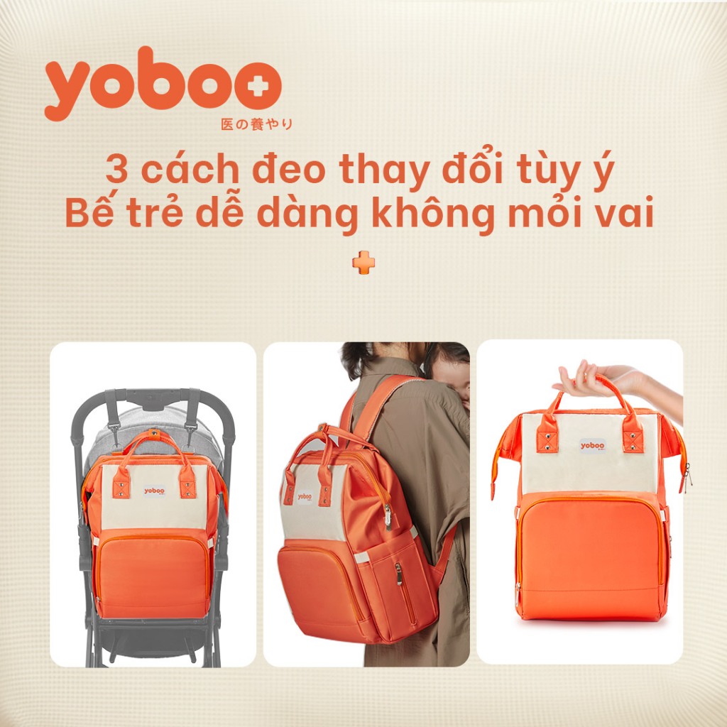 Ảnh Balo bỉm sữa đa năng cho mẹ và bé Yoboo YB-005 chống thấm nước sức chứa lớn 20L nhiều ngăn chứa đồ - Hàng chính hãng 2