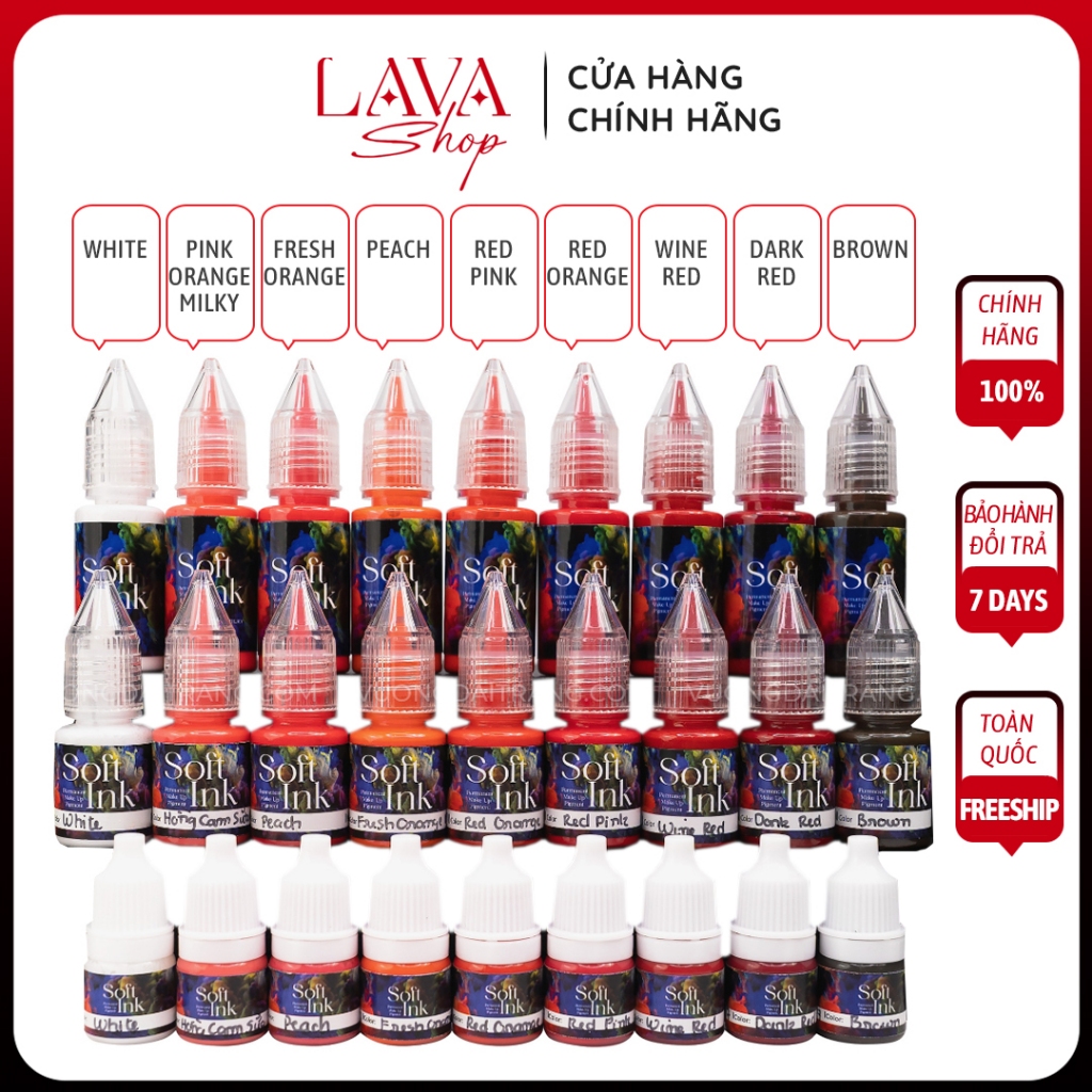 Mực Soft Ink phun môi đẹp chuẩn chính hãng MTH chai chiết 3.3ml 5ml Fullsize 10ml