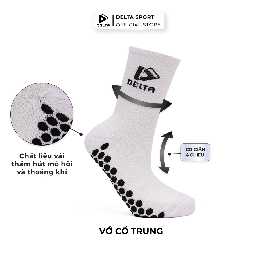 Ảnh DELTA Vớ Tất Thể Thao Cổ Trung Nam Nữ Cao Cấp, Co Giãn 4 Chiều, Thoáng Khí, Thấm Hút Mồ Hôi SO007U0 4