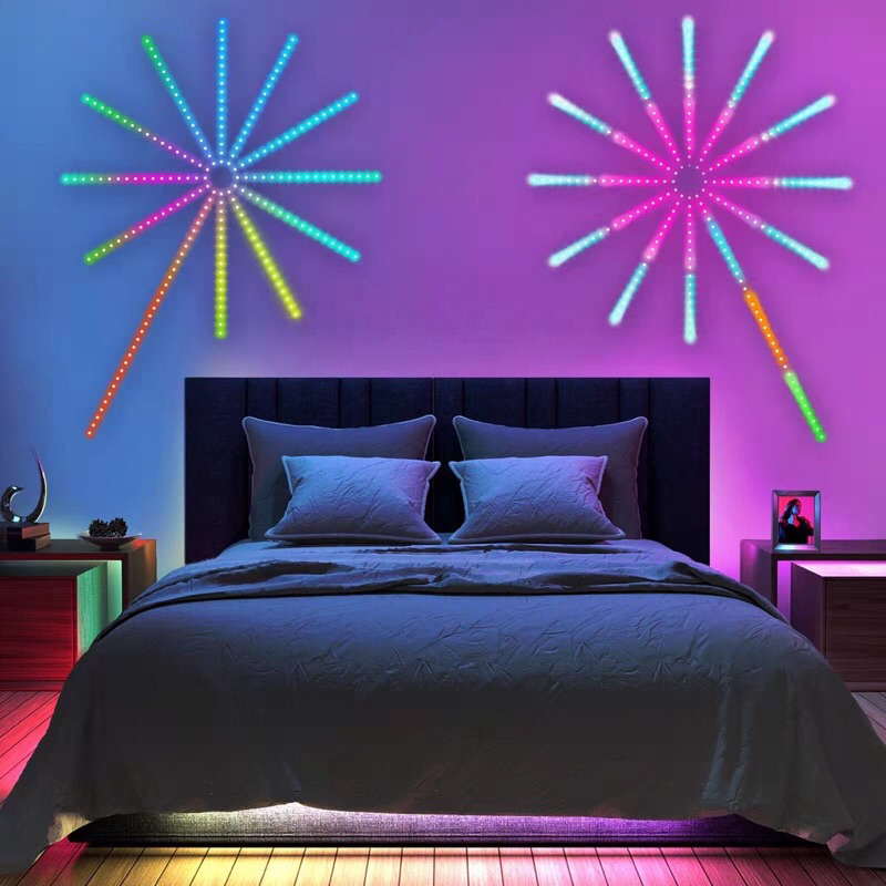Dây Đèn LED Pháo Hoa RGB Dán tường Cảm Biến Âm Thanh Có Remote Và Kết Nối App Điện Thoại