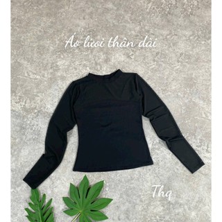 Áo lưới trơn cổ tròn phối zip trơn-tag dáng ôm body thời trang nữ