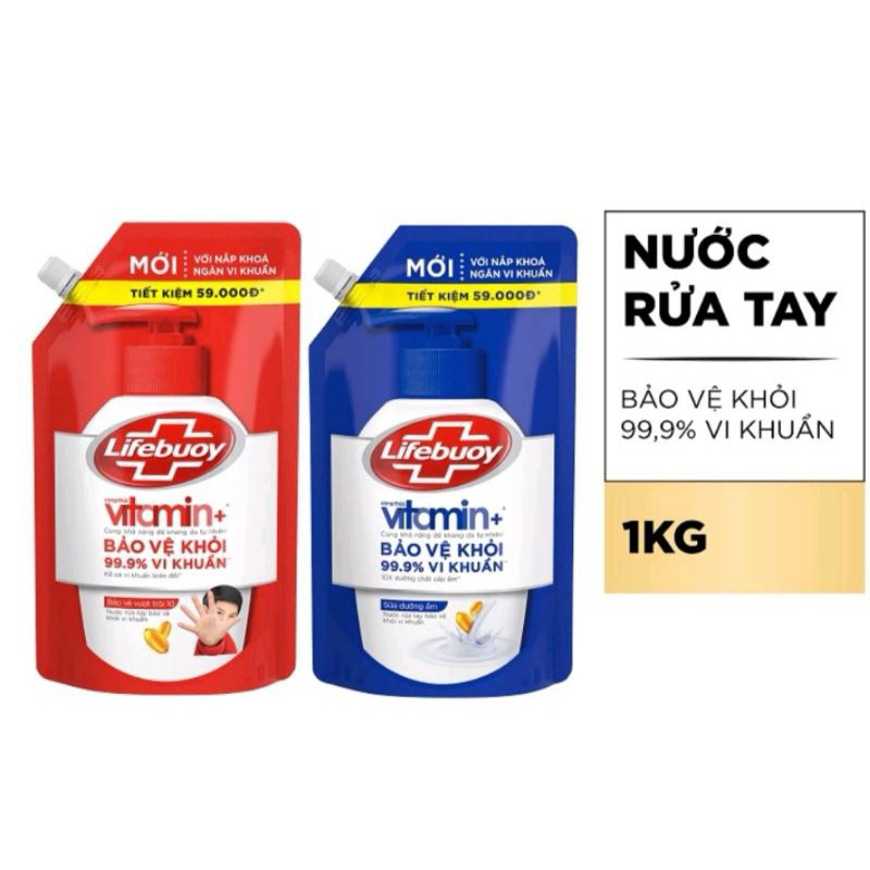 Túi nước rửa tay Lifebuoy bảo vệ vượt trội 400gr/1kg