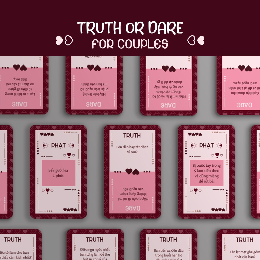 Bộ Bài Truth Or Dare For Couple Việt Hóa 50 Lá Dành Cho Cặp đôi ...