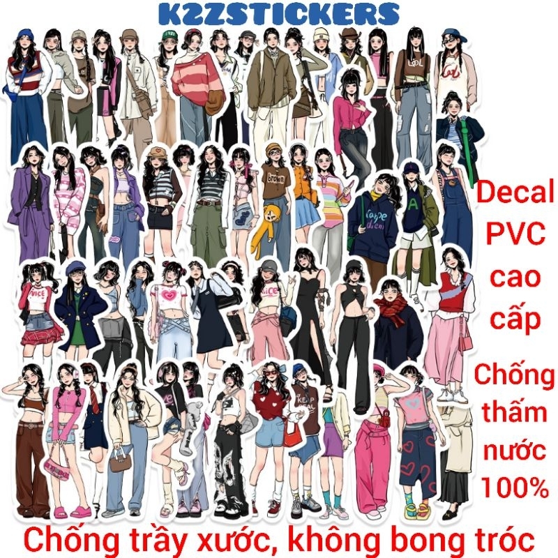 Bộ 65 hình dán sticker trang phục đa năng cô gái Mocha phong cách trẻ ...