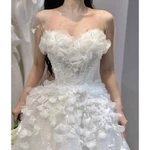 Đầm cưới, đi bàn, cô dâu kim tuyến lấp lánh  đính hoa lông vũ full size S/M/L/XL ( hàng có sẵn ) nhận may theo số đo — ảnh 3