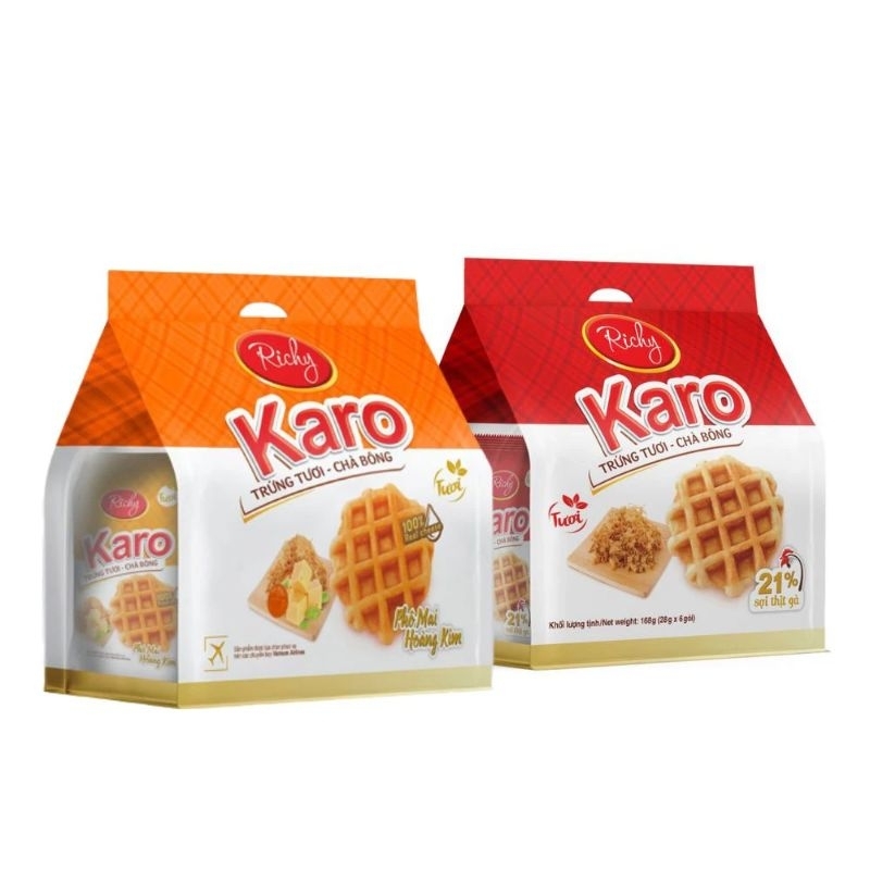 Bánh Karo Richy trứng tươi chà bông sợi gà túi 156g(6 gói x 25g ...