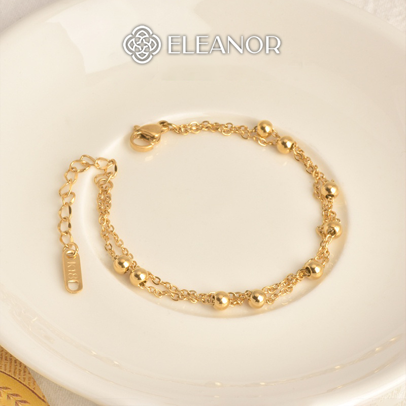Vòng tay nữ layer titan Eleanor Accessories phối bi vàng phụ kiện trang sức lắc tay basic 5418