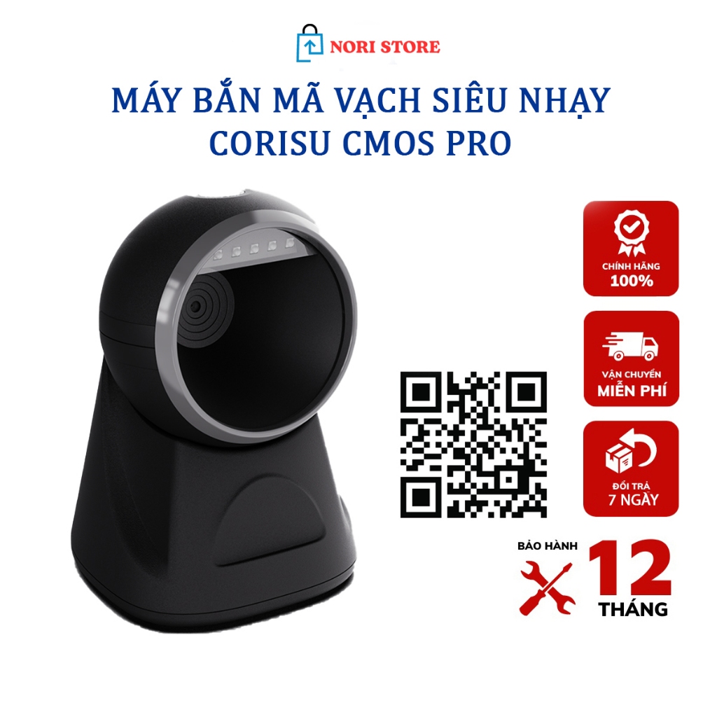 Máy quét mã vạch đa tia để bàn Corisu, quét QR code và mã vạch, nhiều ...