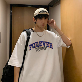 Áo thun tay lỡ unisex nam nữ FOREVER YOUNG, Áo phông unisex form rộng chất thun mềm mỏng nhẹ thời trang