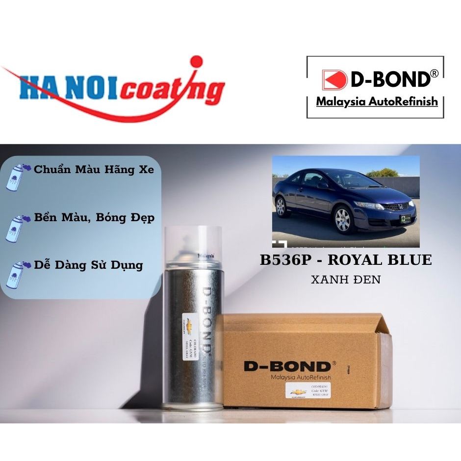 Sơn Xịt Xóa Vết Xước Cho Xe HONDA CIVIC Màu XANH ĐEN code B536P - ROYAL ...