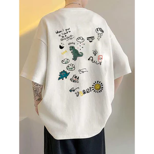 Áo phông nam nữ tay lỡ unisex Khủng long, Áo thun nam nữ form rộng in hình 2 mặt chất thun mềm mỏng nhẹ thời trang