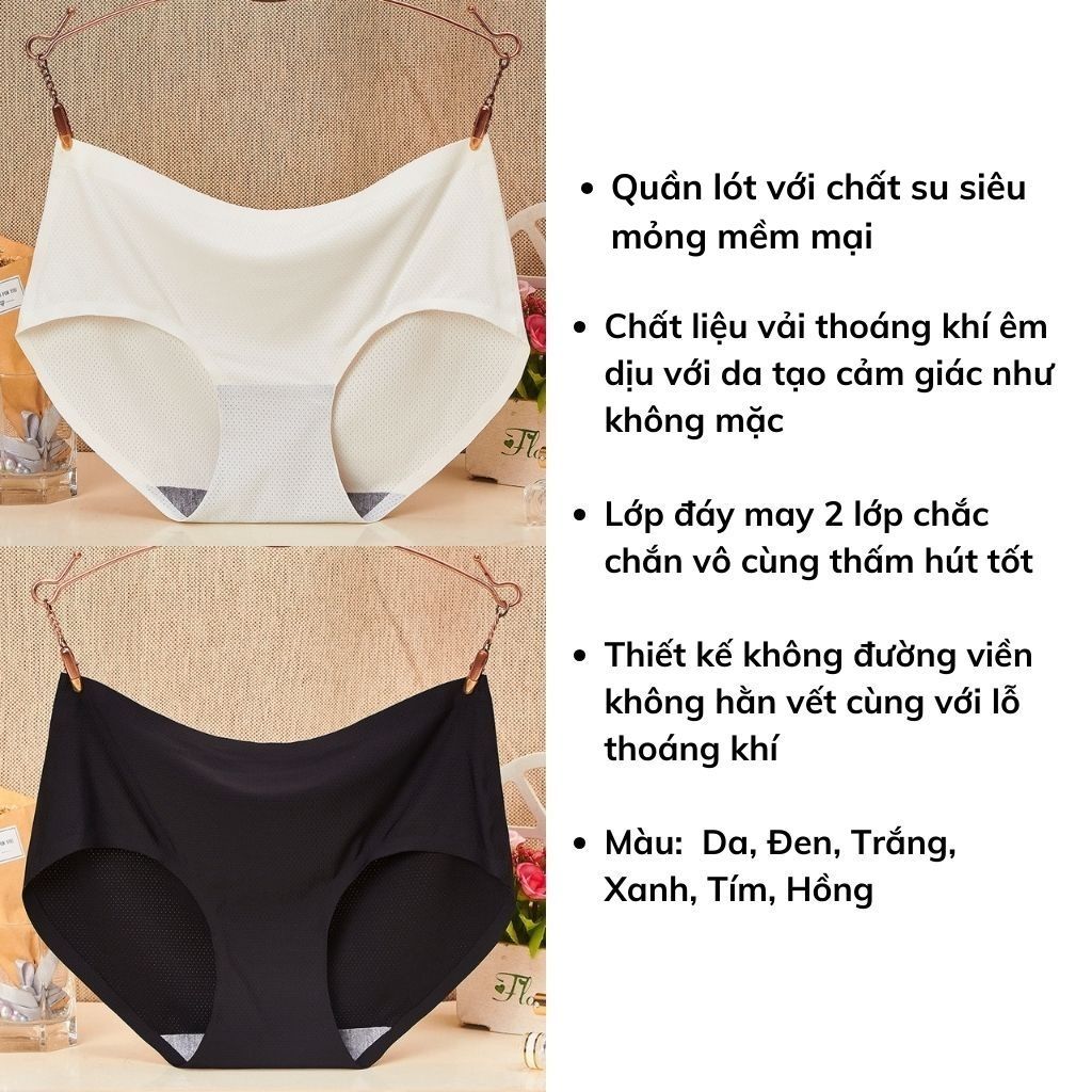 Quần lót nữ đúc su thun lạnh không đường may thiết kế lỗ thông hơi thoáng mát tôn dáng LANIXA L1139