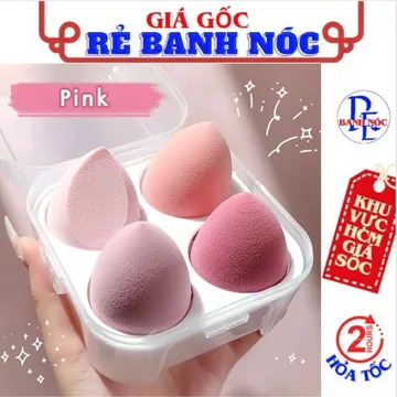 Hộp 4 Mút Trang Điểm Hình Giọt Nước Bằng Bọt Biển Mềm Mại Tiện Dụng ,Mút Tán Kem Nền Che Khuyết Điểm , Bông Trang Điểm