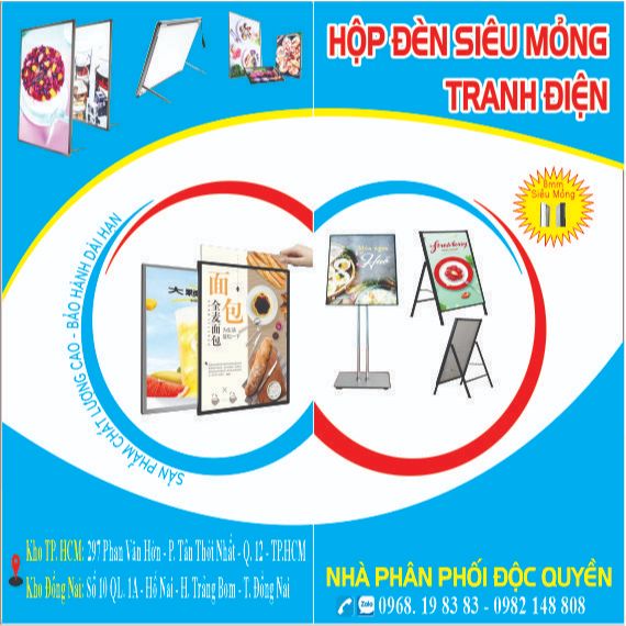Bảng Hộp Đèn Led Menu Điện Kích Thước A3, hộp đèn led quảng cáo Hộp Đèn ...