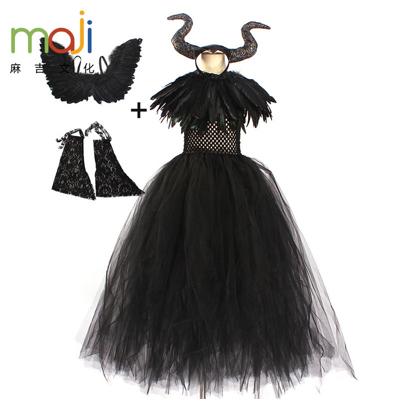 Bộ váy hóa trang tiên hắc ám cho bé – kèm sừng cánh, váy đen