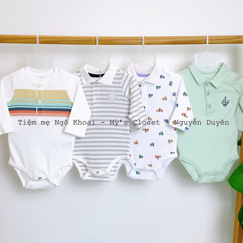 [MD66] 0/1-1/3M YAMPY, ZY, CASTRO Body chip/ áo liền thân dài tay cho bé