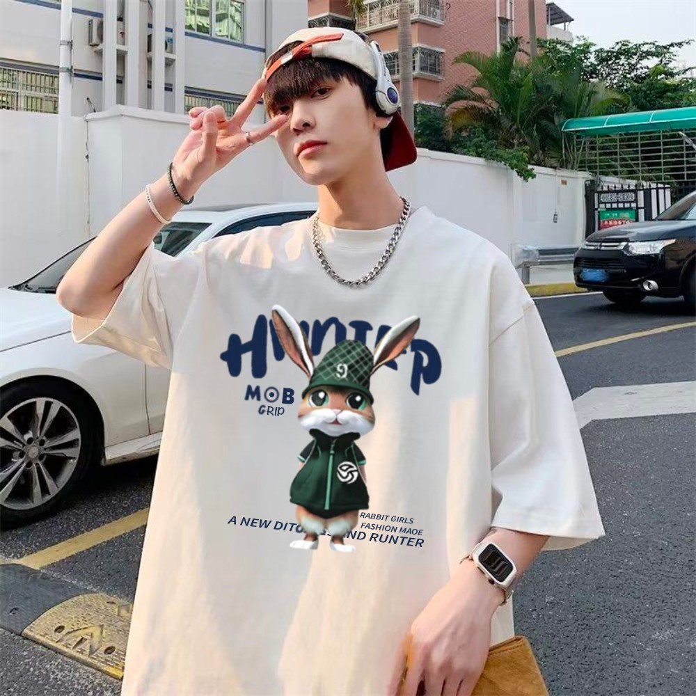[VẢI 250 GSM] Áo Thun Thỏ HUNTER Unisex Form Rộng 100% Cotton Định Lượng Vải 250 Gsm - AP212