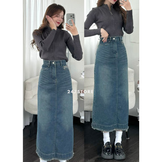 Chân váy jeans dài xẻ tà phía sau - 247store - CVtuarua8330_P13K2