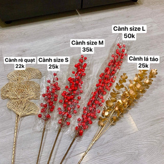 DECOR - 10 mẫu Cành lá nhũ vàng, đào đông, thẻ treo, quạt tròn giấy trang trí Tết 🌻🐻
