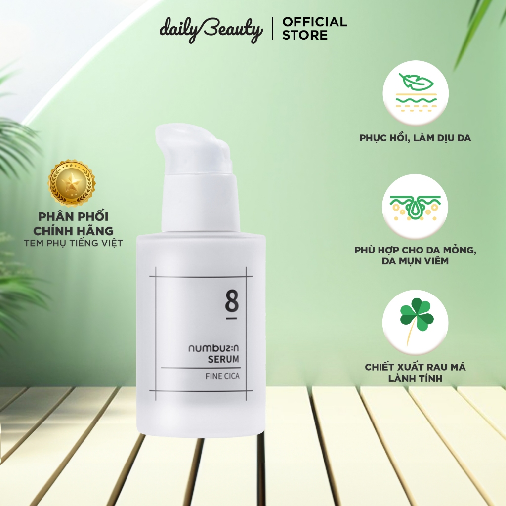 Ảnh Tinh chất serum rau má Numbuzin No.8 Fine Cica Serum dành cho da m.ụ.n v.iê.m và da nhạy cảm dung tích 50ml Daily Beauty 1