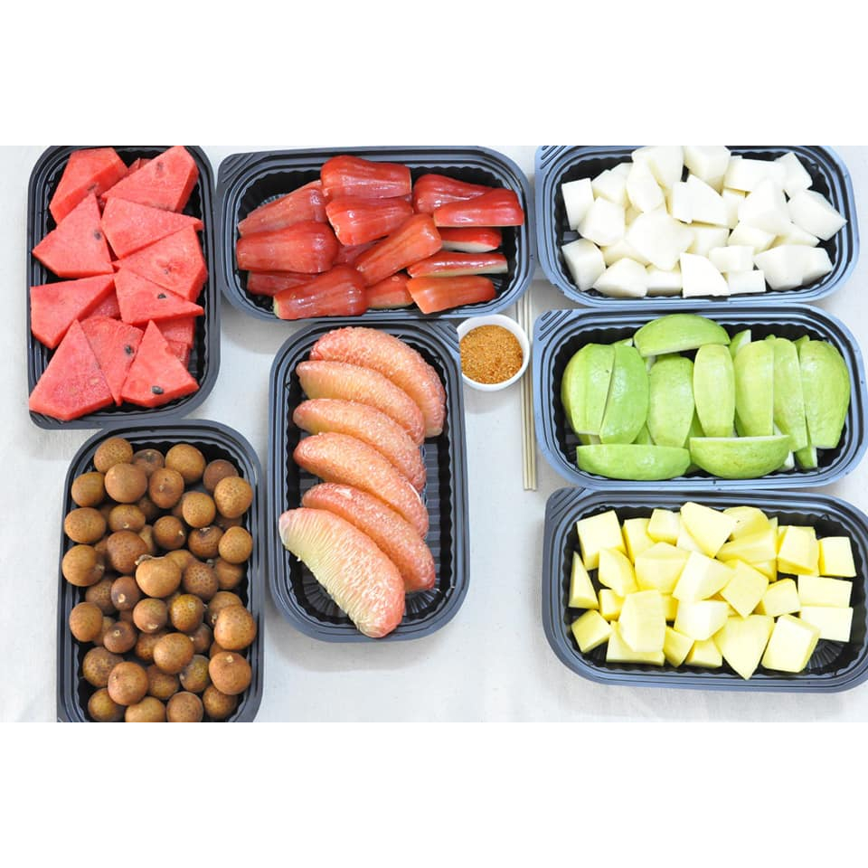 [ GIAO NHANH HCM ] Hộp trái cây văn phòng gọt sẵn 500gr