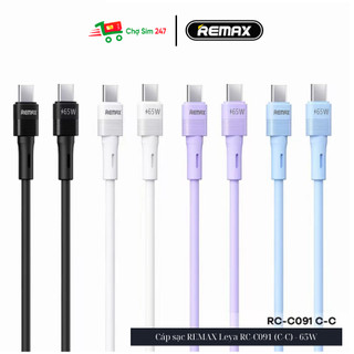 Cáp sạc nhanh C to C 65W REMAX Leya RC-C091 - Sạc siêu nhanh dành cho điện thoại android, samsung, ip15, máy tính bảng