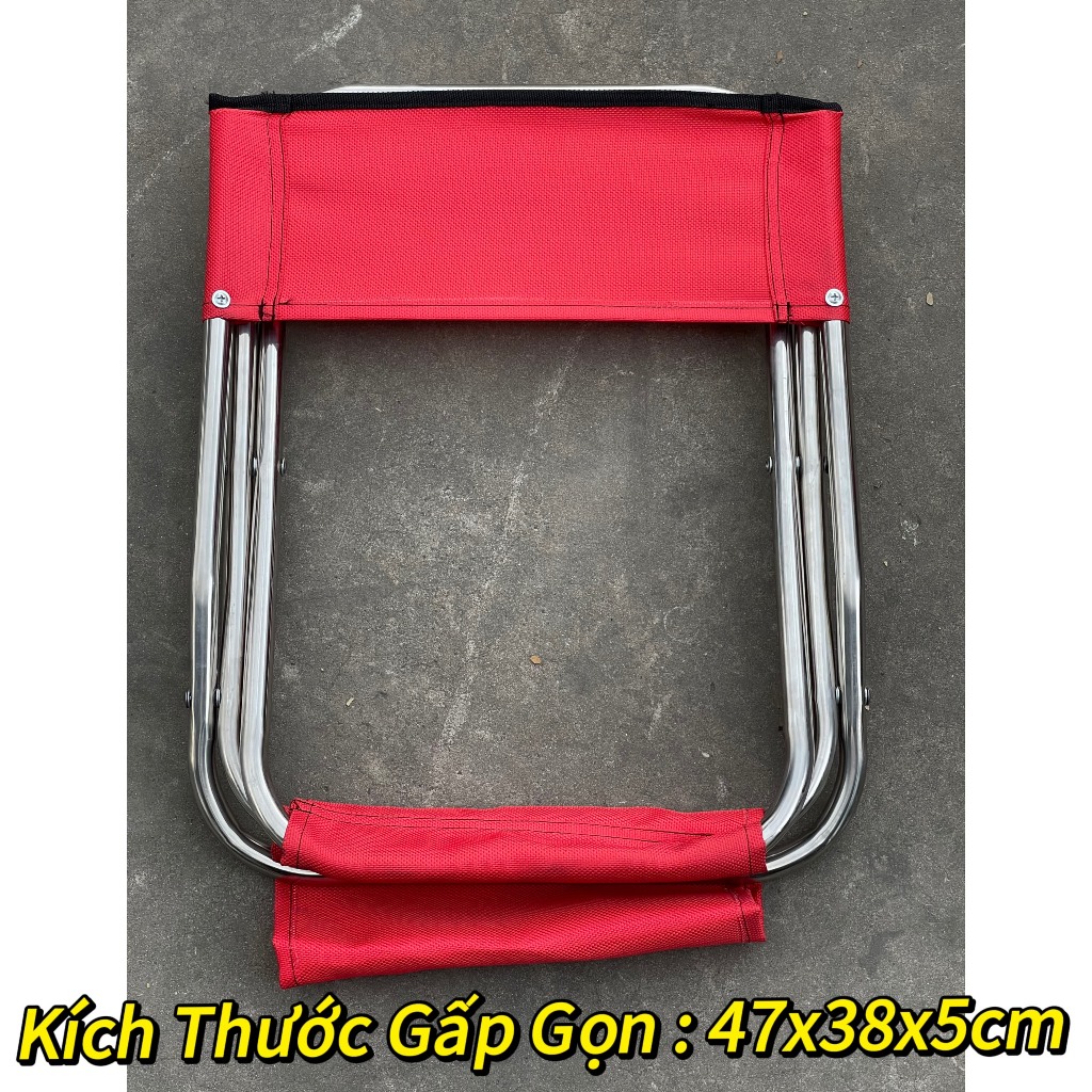 Ghế gấp gọn đi du lịch, cắm trại, Ghế xếp mini INOX câu cá nhỏ gọn tiện dụng, Inox cao cấp , ghế có tựa lưng 3 TRONG 1