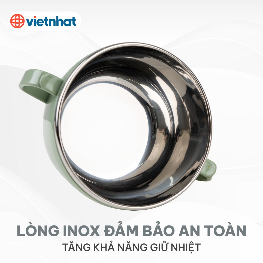Ca giữ nhiệt 2 quai inox 6019, Bát inox giữ nhiệt 500ml có nắp tiện lợi, Bát inox cách nhiệt Việt Nhật cao cấp