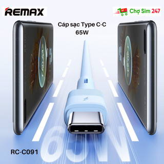 Cáp sạc nhanh C to C 65W REMAX Leya RC-C091 - Sạc siêu nhanh dành cho điện thoại android, samsung, ip15, máy tính bảng