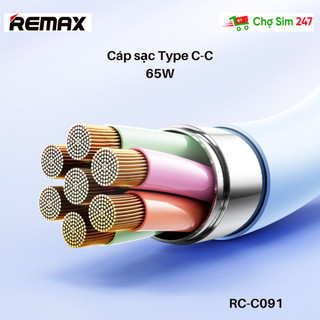 Cáp sạc nhanh C to C 65W REMAX Leya RC-C091 - Sạc siêu nhanh dành cho điện thoại android, samsung, ip15, máy tính bảng