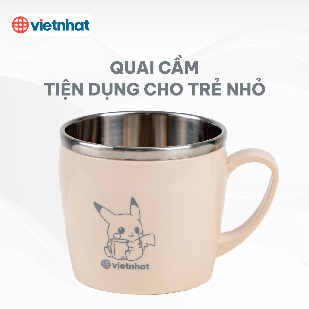 Cốc inox giữ nhiệt 6351, Cốc inox giữ nhiệt 200ml, Cốc uống nước cách nhiệt an toàn, Cốc tập uống cho bé Việt Nhật