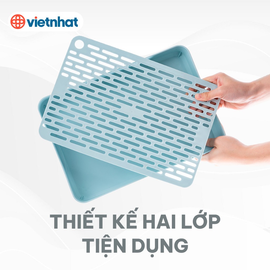 Khay úp cốc chữ nhật 5682, Khay trà, khay úp cốc 2 lớp tiện, Giá úp cốc gọn gàng sạch sẽ nhựa Việt Nhật cao cấp