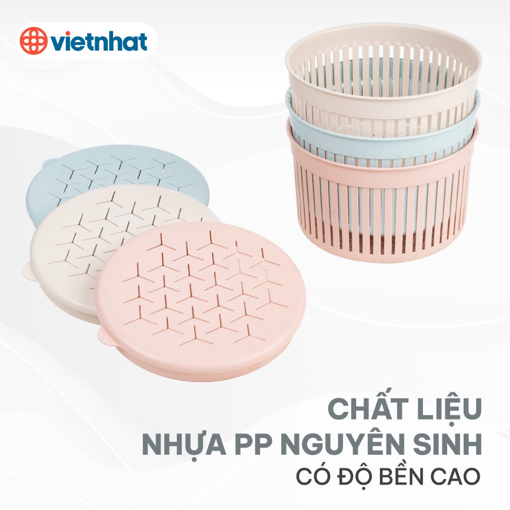 Rổ nắp tròn thái 3396, Rổ đựng hành tỏi thoáng khí có nắp đậy tiện dụng, rổ đựng trứng Việt Nhật cao cấp