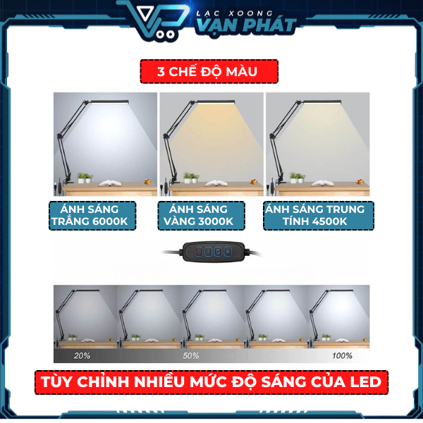 Đèn Led Kẹp Bàn Thông Minh Thay Đổi Góc Linh Hoạt Nhiều Chế Độ Sáng | BigBuy360 - bigbuy360.vn