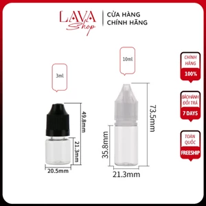 Lọ Chiết Mực Xăm Và Mỹ Phẩm Nhựa Trong Suốt Nắp Đen 5ml hoặc lọ 3ml | dcpxhoanganh PXTM